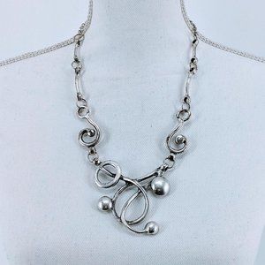 Unique Abstract Silver Metal Necklace